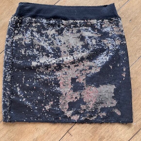 Zara Vintage Sequin Skirt Party/Cocktail Black/Silver Sequins, Size S - Picture 5 of 7